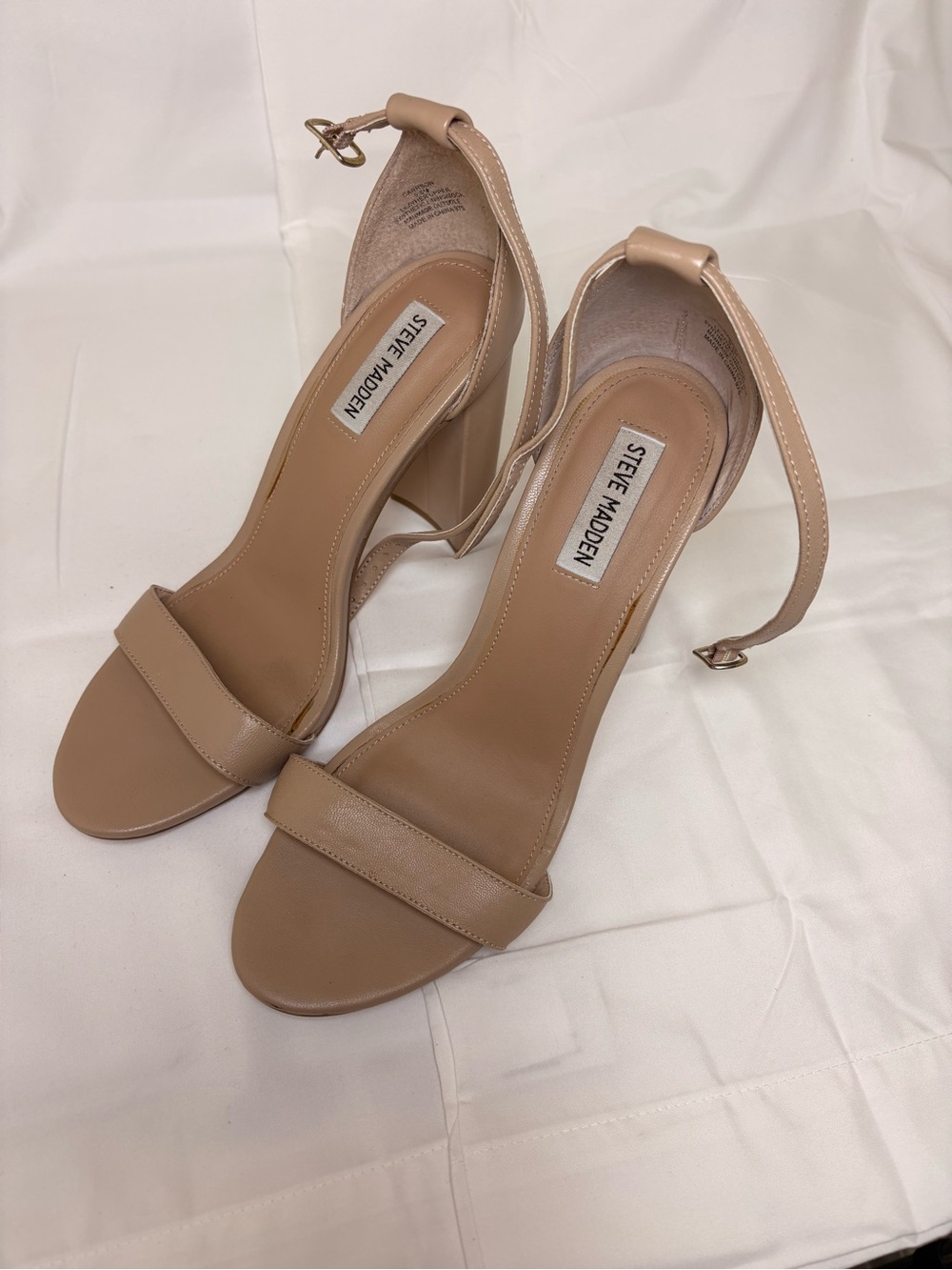 Steve Madden Nude Ankle-Strap Open-Toe Heels
